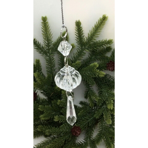 4 Crystal Ornaments-3 Tier Drop Christmas Tree -Unique Center Clear Crystal - Picture 2 of 7